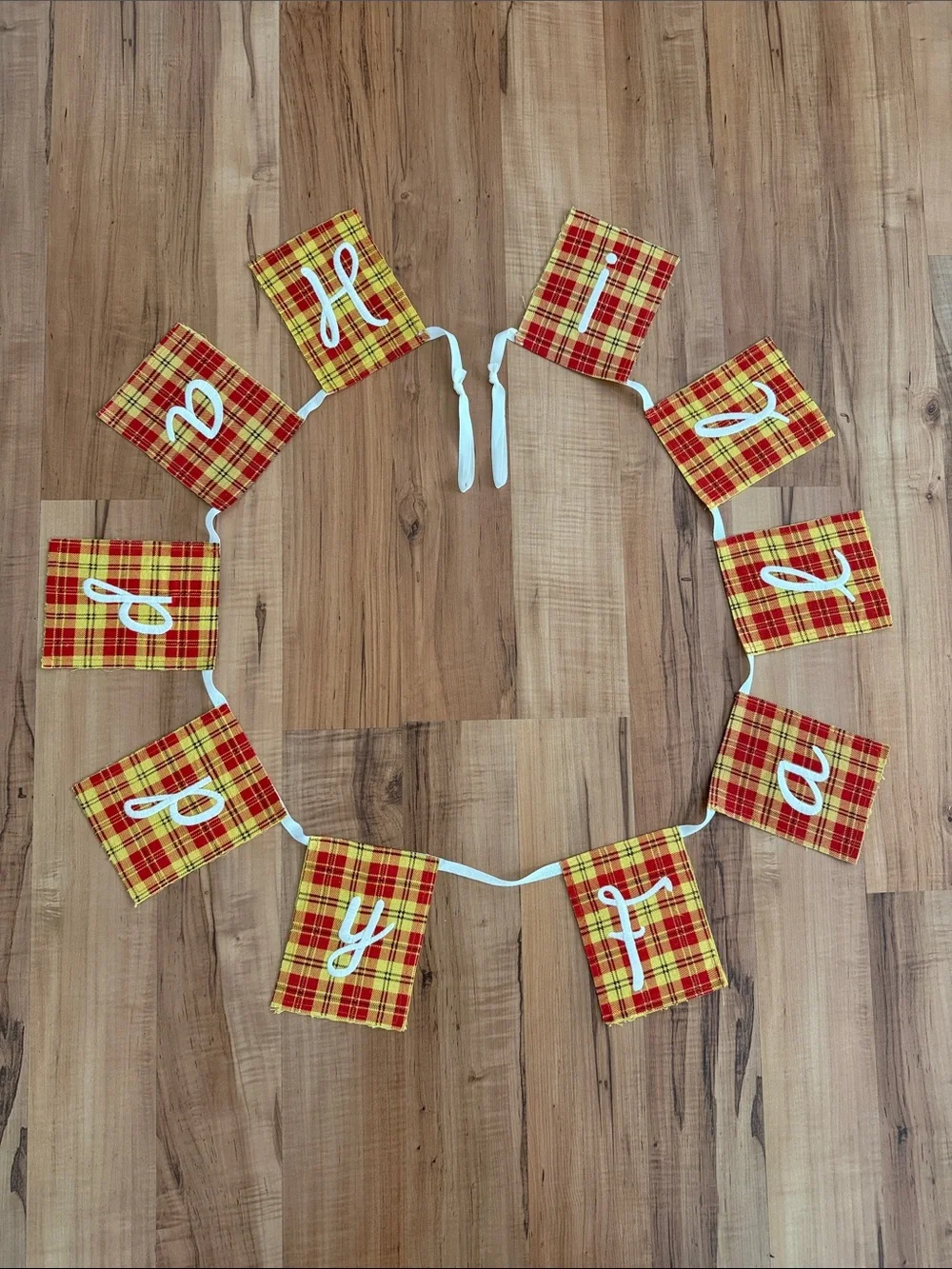 Threshold Plaid 'Happy Fall' Fabric Banner Garland - Red & Yellow/Gold 5 ft 8 in